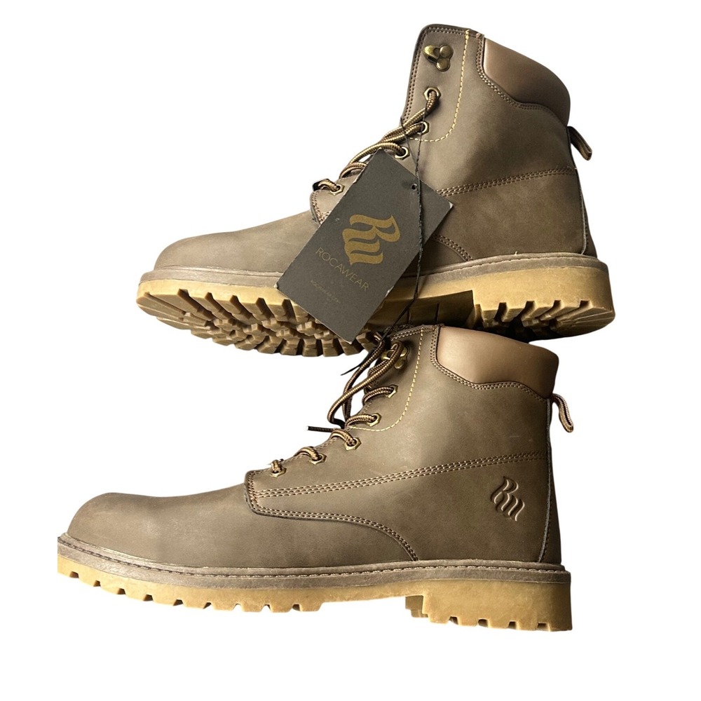 Rocawear Leonardo Mens Brown Faux Leather Work Boots Size 10.5 NWT